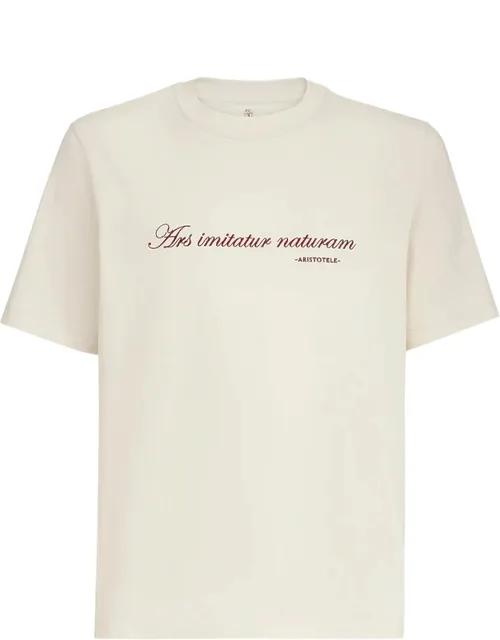 Phrase-embroidery Crew-neck T-shirt