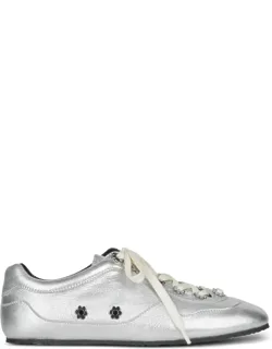 Flower-embellished Leather Sneakers