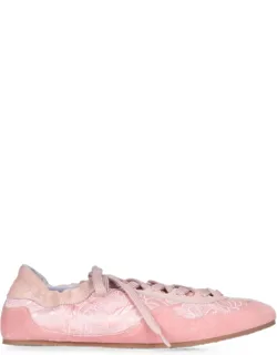 Windflower-embroidered Suede Sneakers