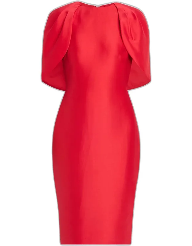 Cape-sleeve Bodycon Midi Dress