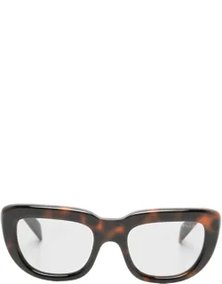 Tortoiseshell-effect Rectangle-frame Sunglasses