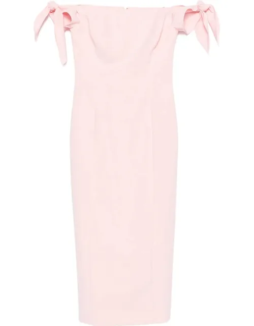 Off-shoulder Bow-detail Midi Dress