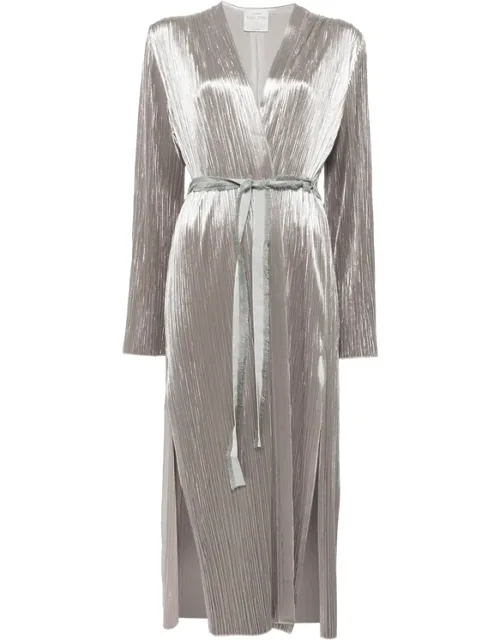 Plissé-effect Belted Coat