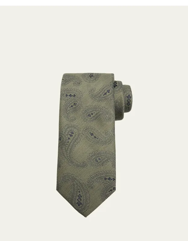Silk And Wool Paisley Jacquard Tie