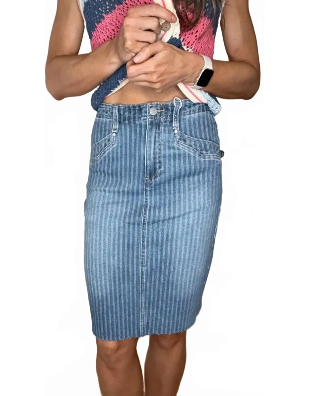 Pinstripe Denim Skirt