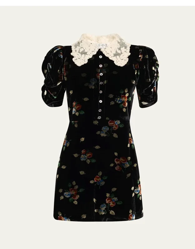 Floral Burnout Velvet Mini Dress