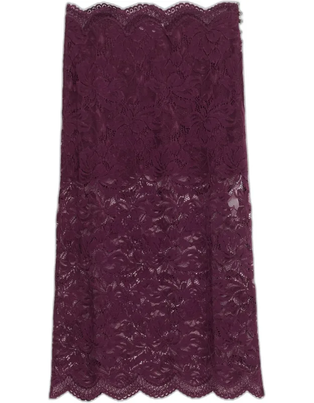 Scalloped Sheer Lace Midi Skirt