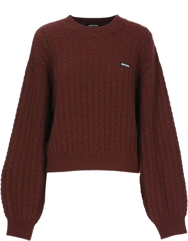 Braid Pattern Knit Sweater With Logo Detail