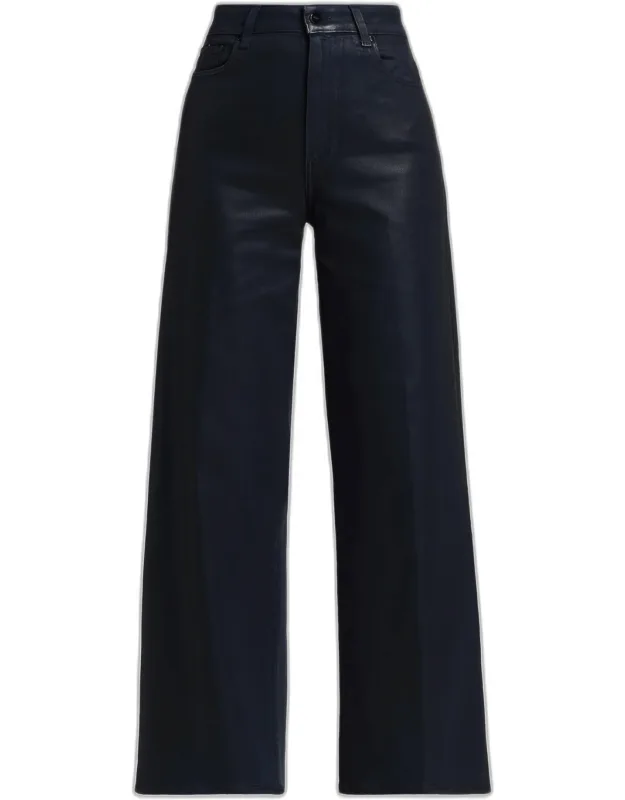 Anessa Coated High-rise Wide-leg Jeans