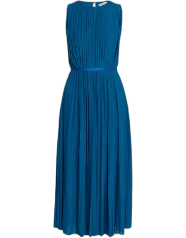 Pleated Jersey Midi Dress