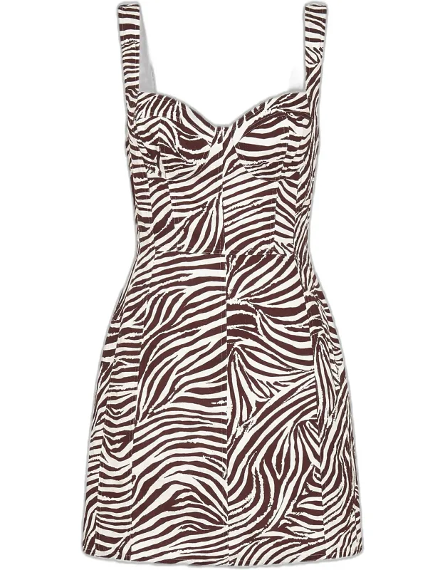 Printed Linen-blend A-line Mini Dress