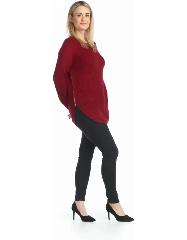 Long Sleeve Sweater With Zip Side