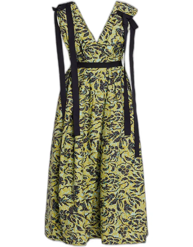 Floral Cotton Bow Midi Dress