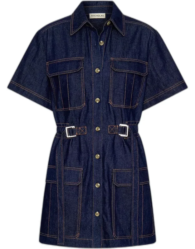 Cotton Denim Mini Shirtdress