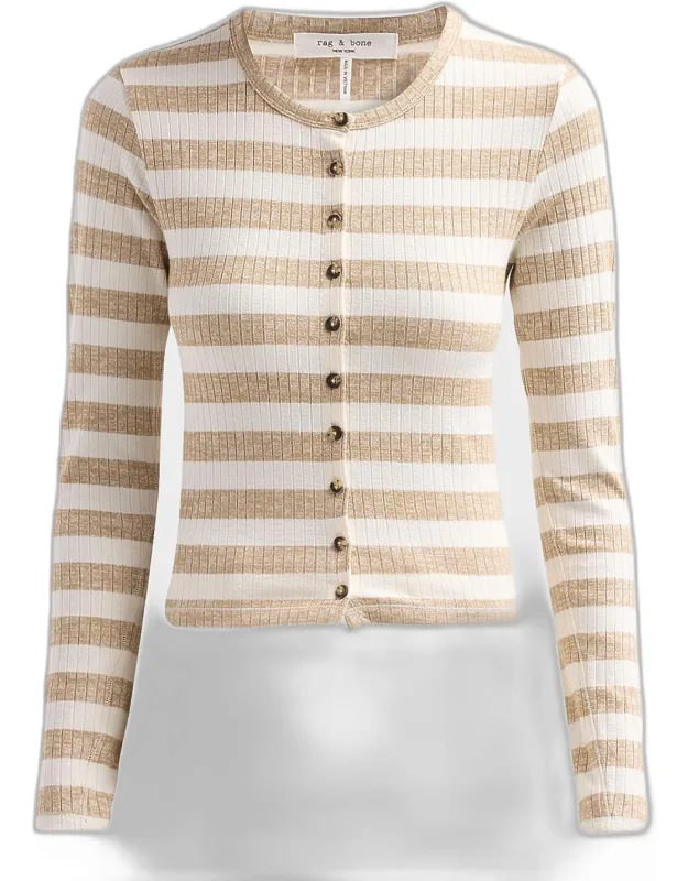 Striped Rib-knit Cardigan