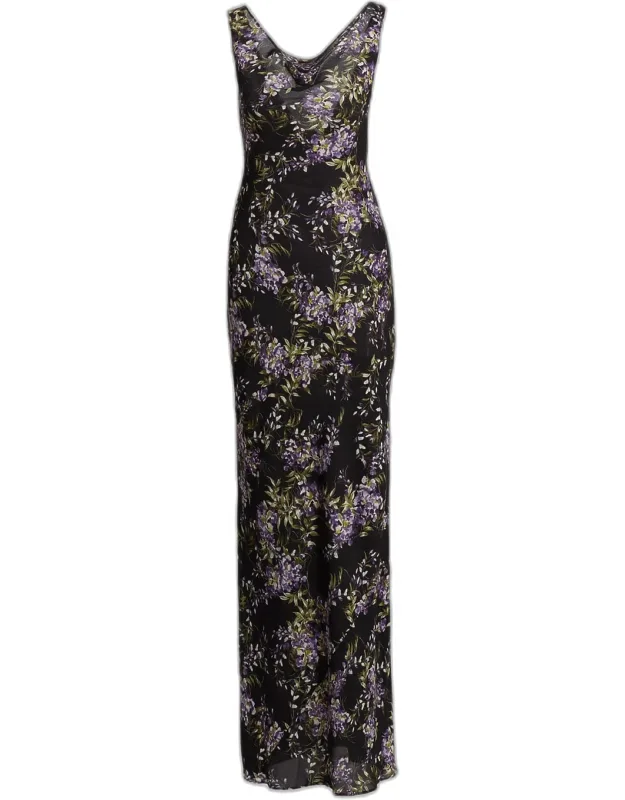 Floral Cowlneck Maxi Dress
