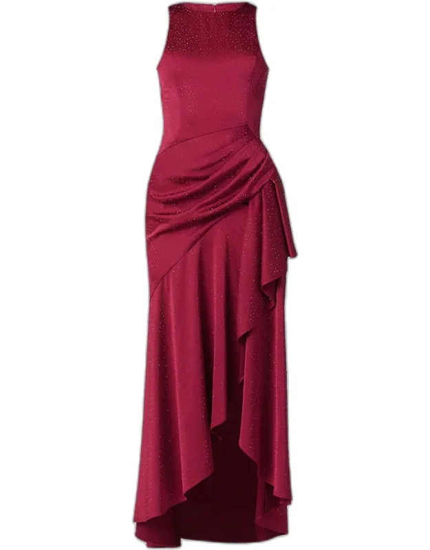 Embellished Draped Midi Dress
