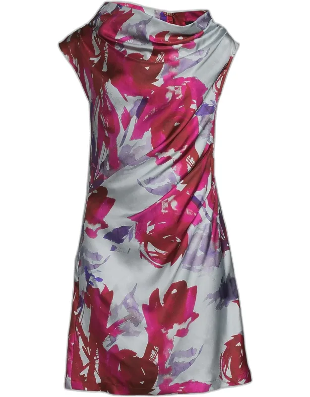 Asymmetric Funnel Neck Minidress