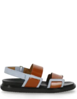 Leather Sandals With Contrasting Color Accents