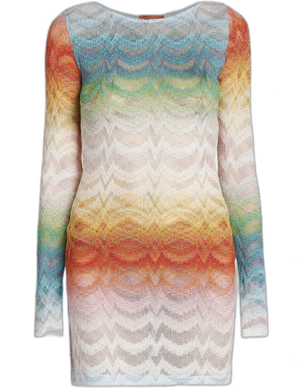 Zig Zag Knit Mini Dress Coverup