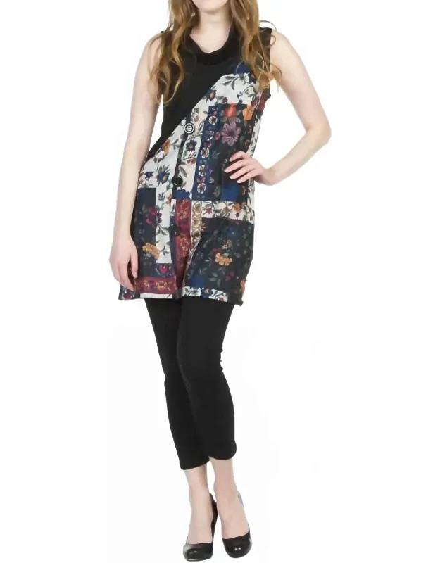 Cowl Neck Patchwork Sweater Dress