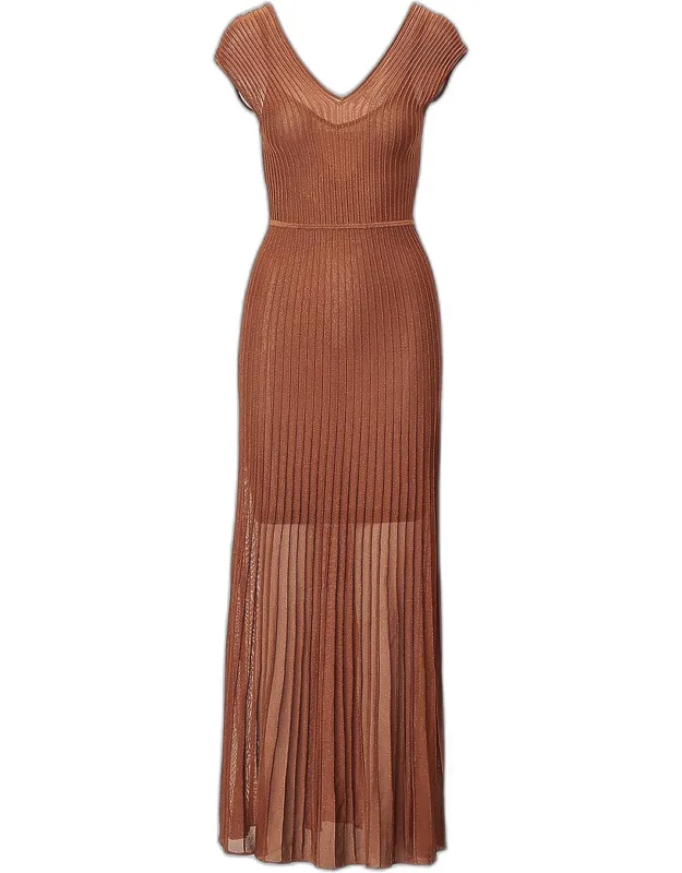 Metallic Rib-knit Maxi Dress