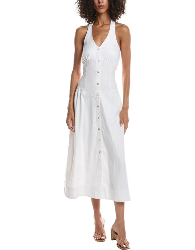 Linen-blend Halter Midi Dress