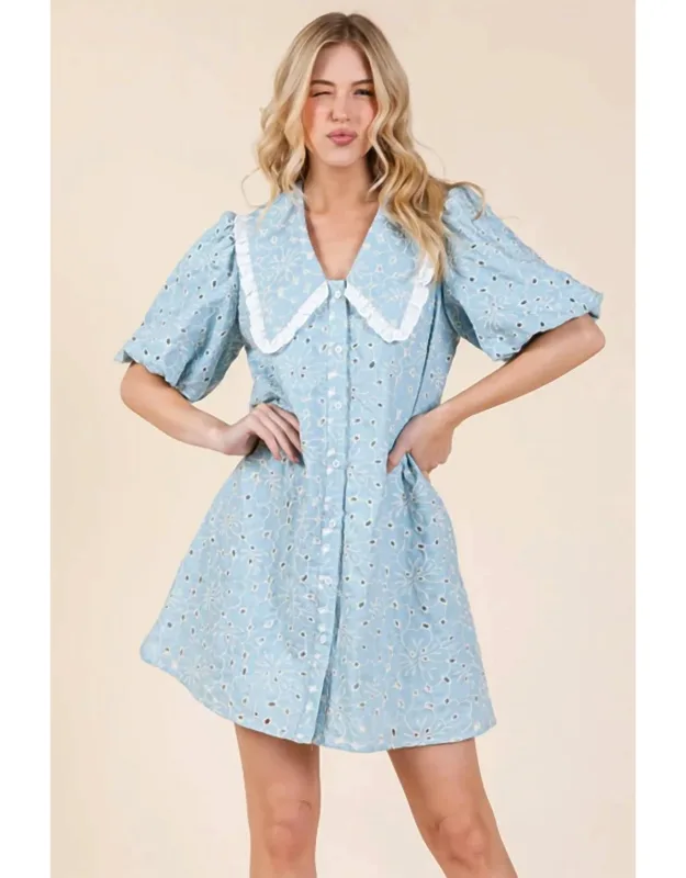 Petal Pusher Eyelet Mini Dress