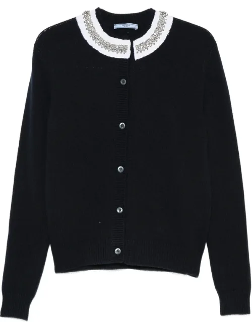 Crystal-embellished Ruffled-collar Cardigan