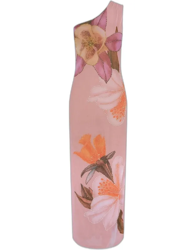 Floral One-shoulder Maxi Dress