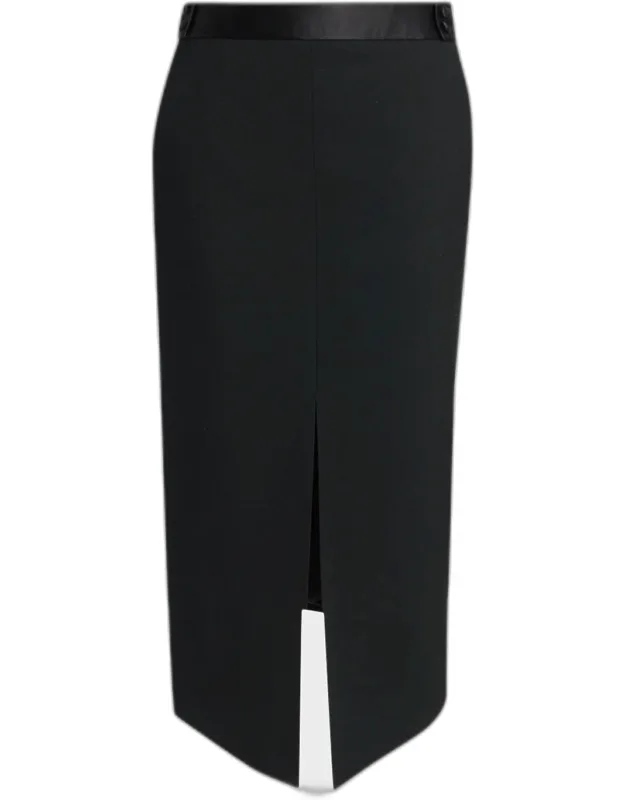 Center-slit Long Wool Skirt