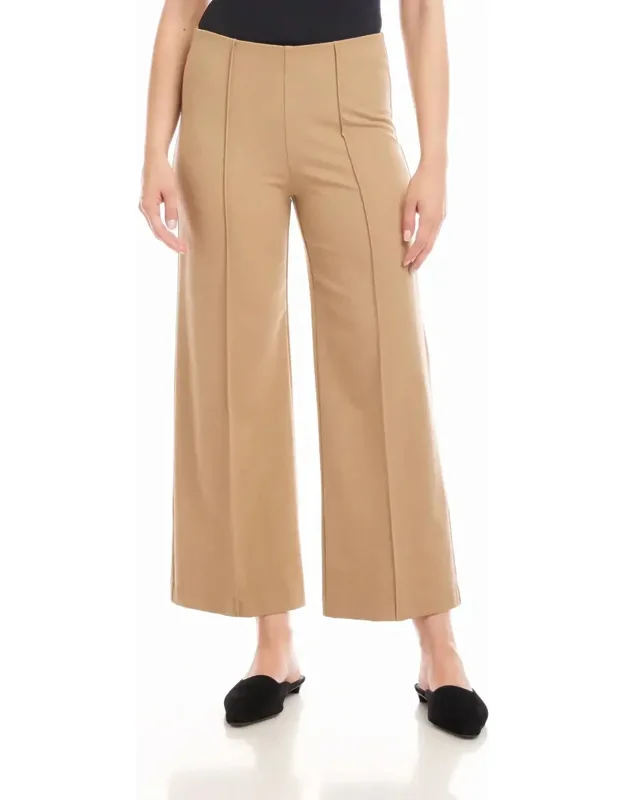 Cropped Pintuck Wide-leg Pants