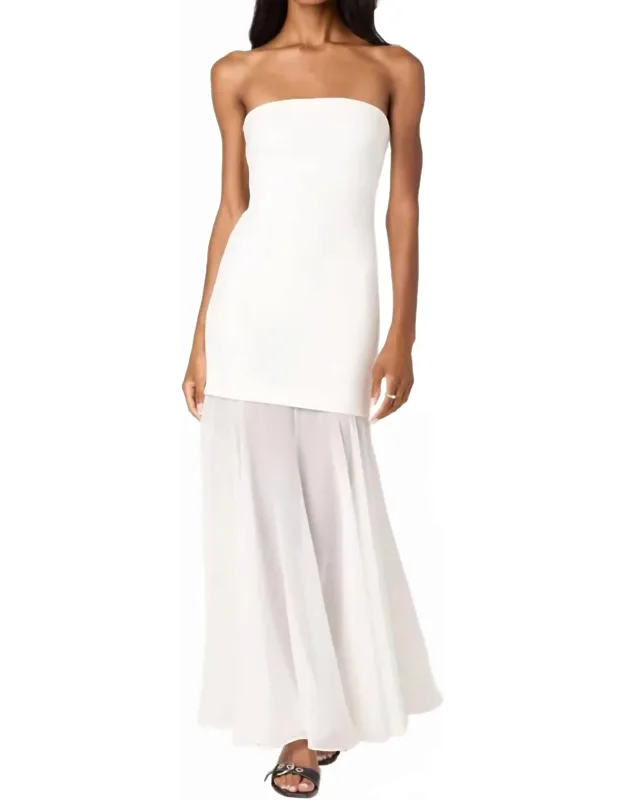 Strapless Sheer Overlay Maxi Dress