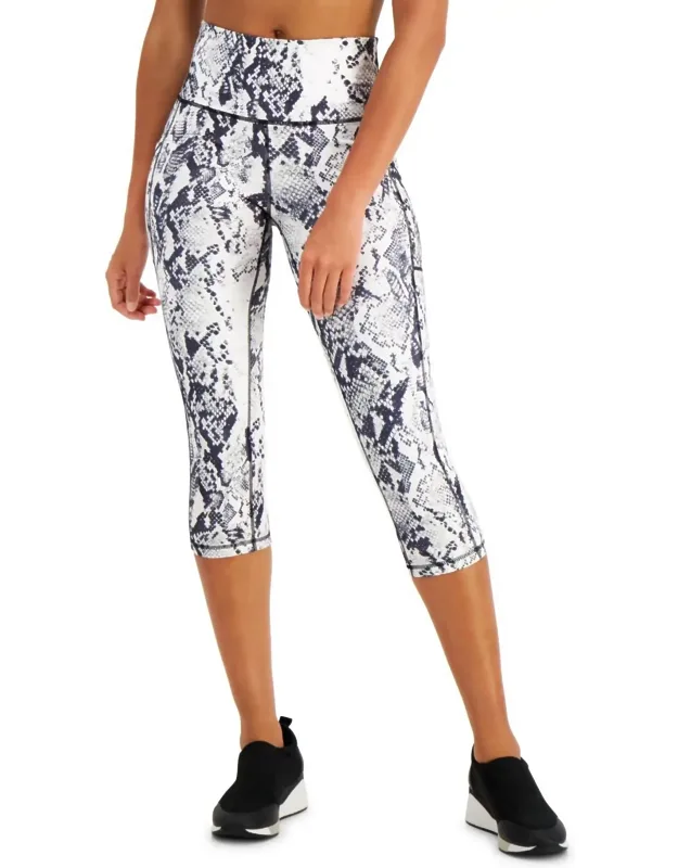 Print Embossed Cropped Leggings