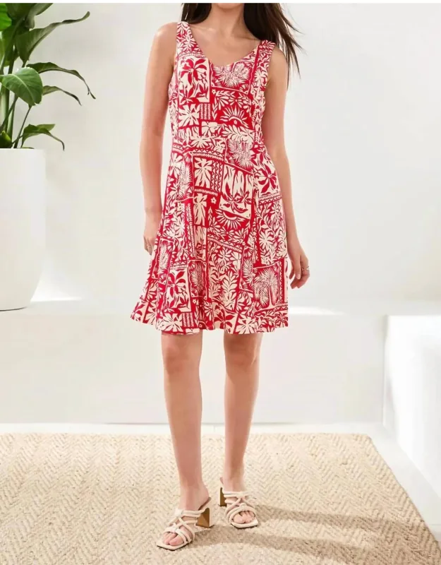 Sleeveless Print Jersey V-neck Dress