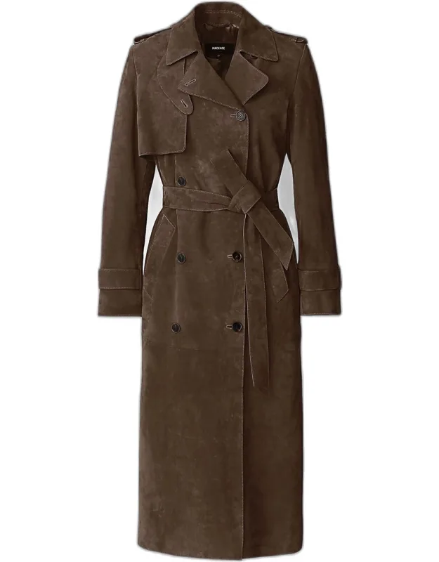 Maxi Suede Trench Coat