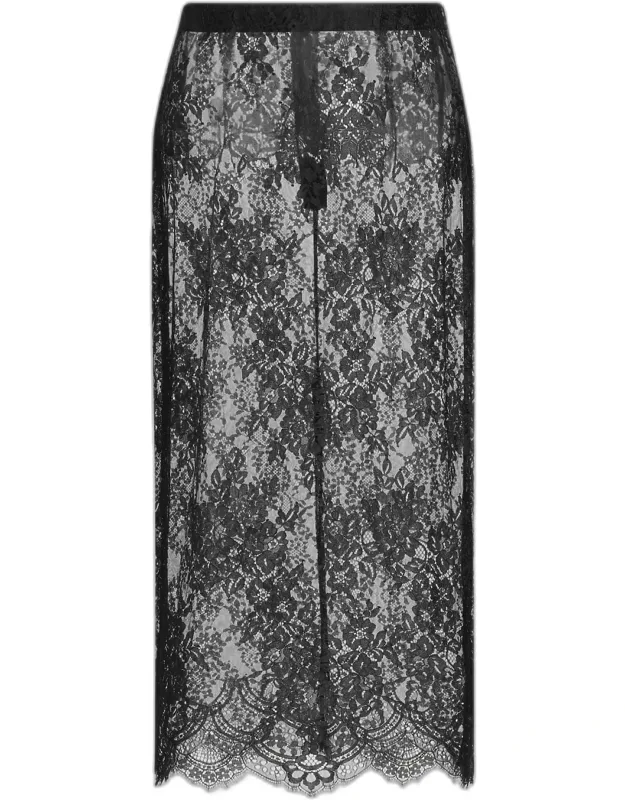 Makena Sheer Floral Lace Pencil Skirt