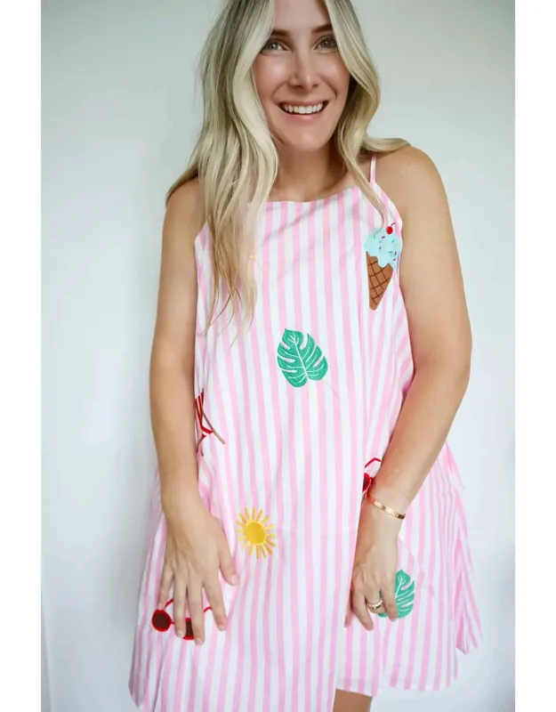 Summer Vibes Embroidery Patch Dress