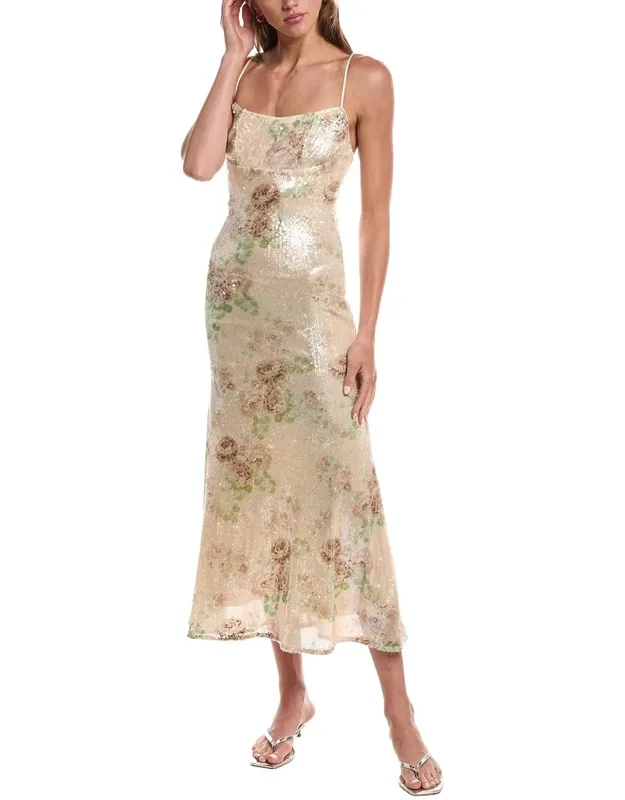 Sequin Mesh Midi Dress