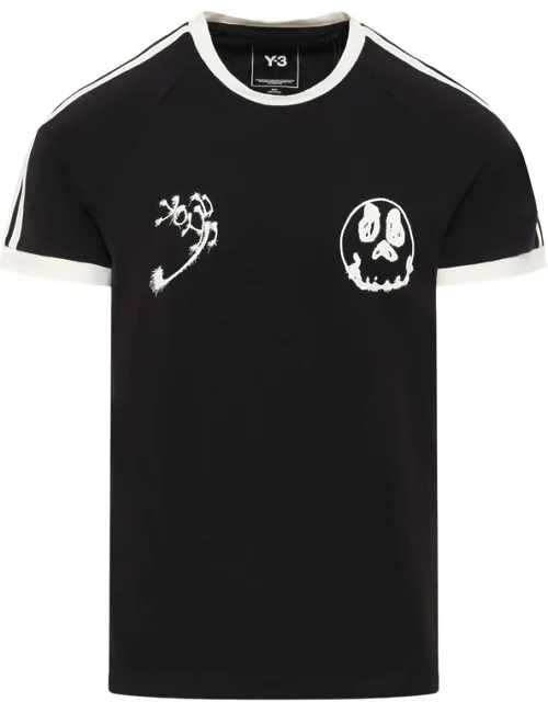 Skull-print 3-stripes T-shirt