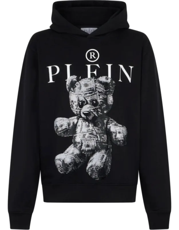 Jersey Hoodie Teddy With Rhinestone Crystals