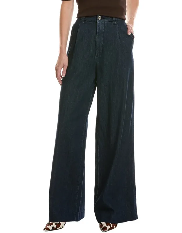 Hepburn Pleated Wide Leg Jeans