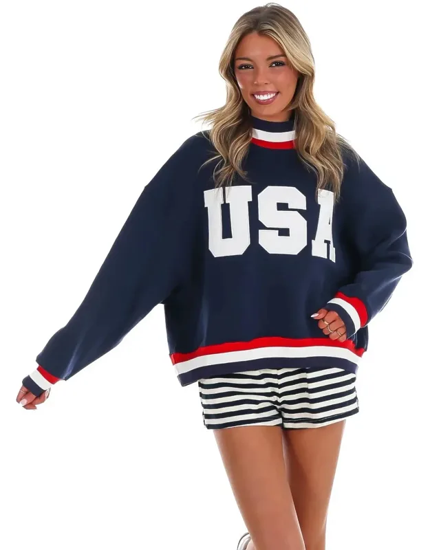 Letter Print Contrast Sweatshirt