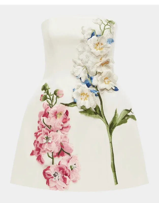 Embroidered Bustier Mini Dress
