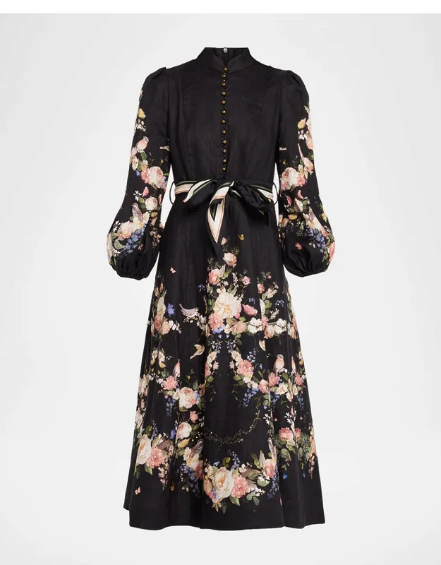 Buttoned Midi Dress