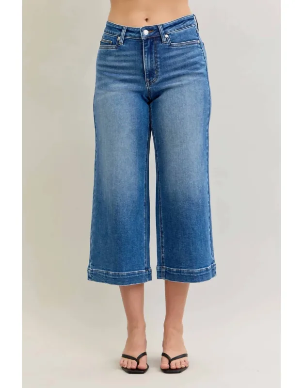 Mid Rise Wide Crop Vintage Jeans
