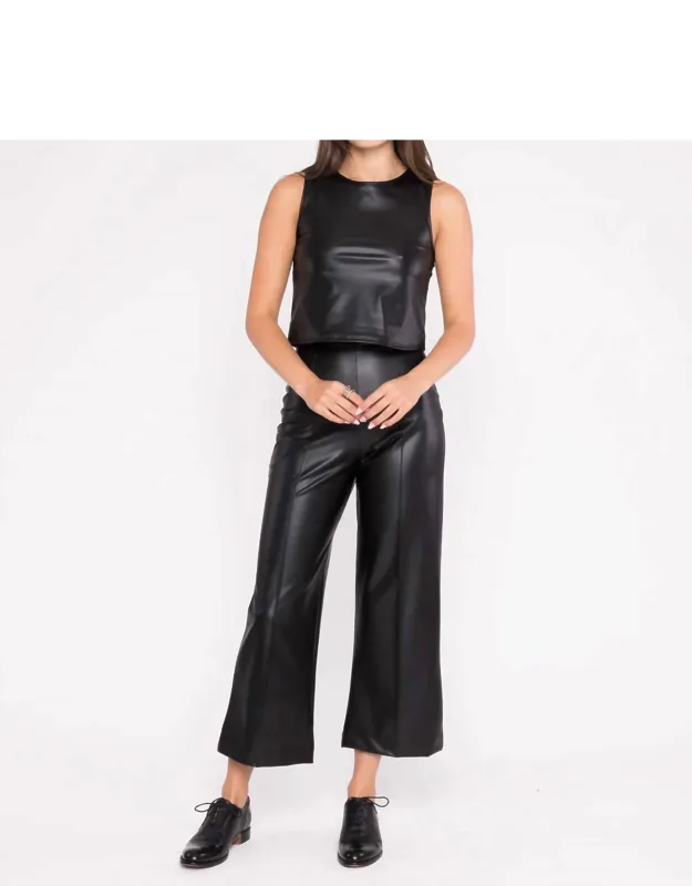 Vegan Leather Cropped Straight Leg Pants