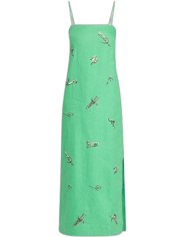 Embroidered Midi Dress
