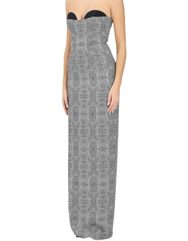 Lycra Maxi Dress With Bustier Top And Side Slit