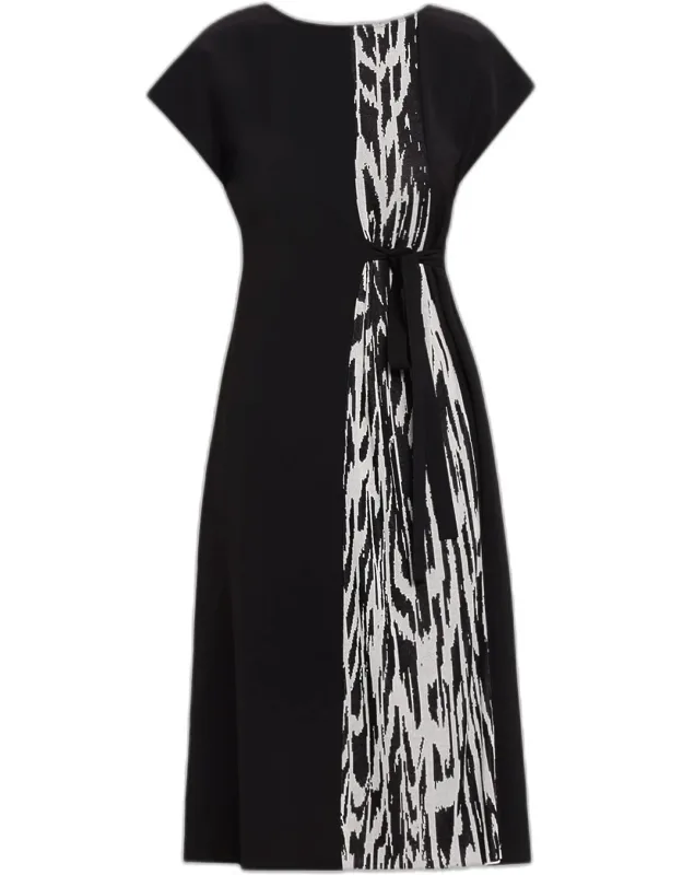 Ikat Belted Knee-length Dress